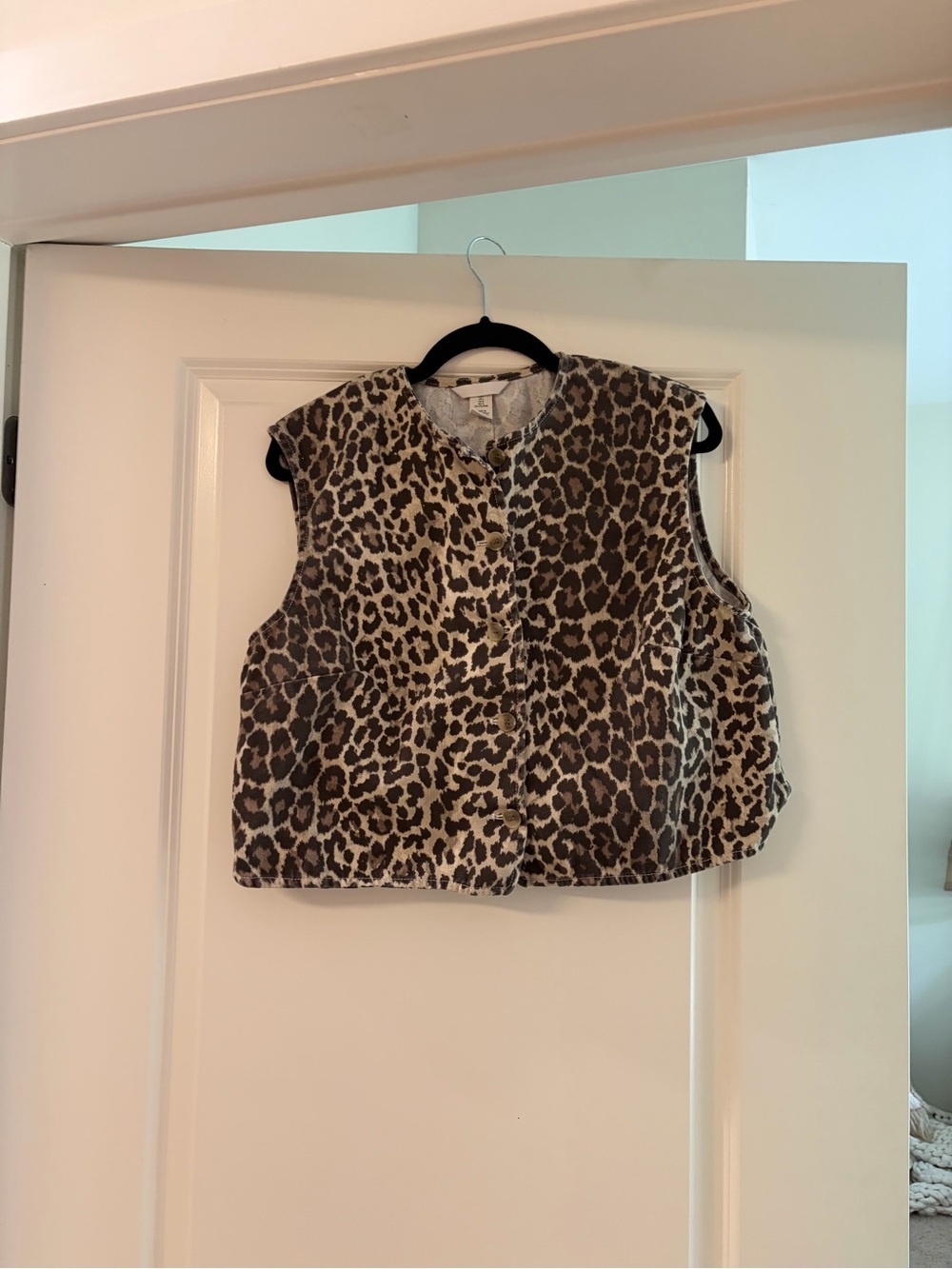 H&M Leopard Print Faux Fur Crop Vest - Brown & Black